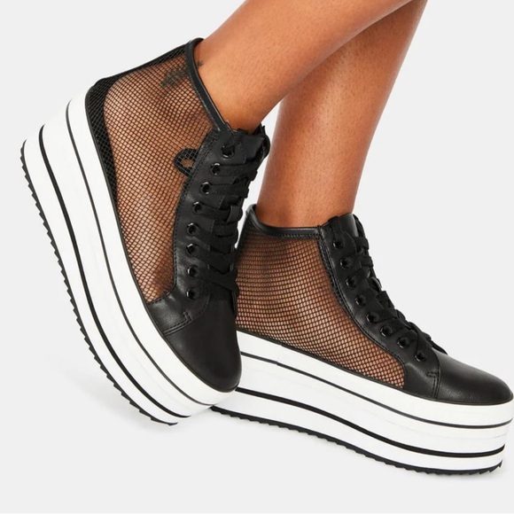 YRU ELEVATED BLACK MESH PLATFORM SNEAKERS - Picture 2 of 8